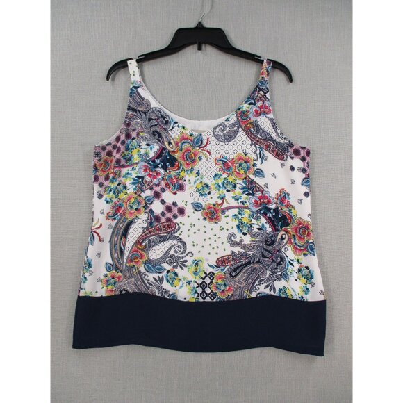 Chicos Paisley Floral Tank Top Blouse Sleeveless Printed Stretch Size 1 - Picture 16 of 16